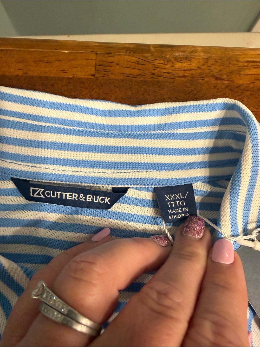 NWT Cutter & Buck Ole Miss Rebels Polo Shirt Mens XXXL Forge Stripe Golf Blue - Picture 4 of 12